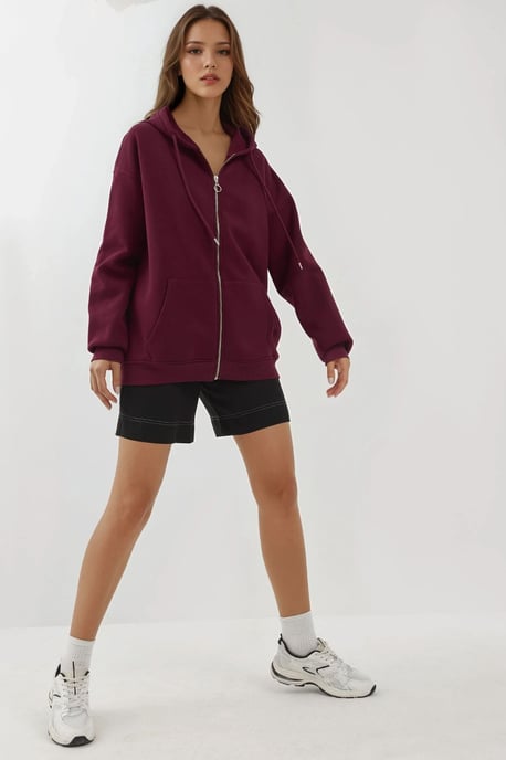 Texturerad Helfulldraget Hoodie med Fickor - Image 4