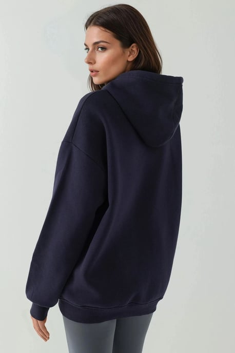 Strukturad Hel Dragkedja Hoodie med Fickor - Image 2