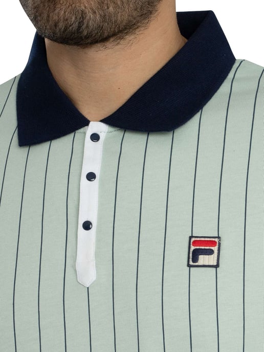 Fila BB1 Classic Vintage Gestreept Poloshirt, Groen - Image 4