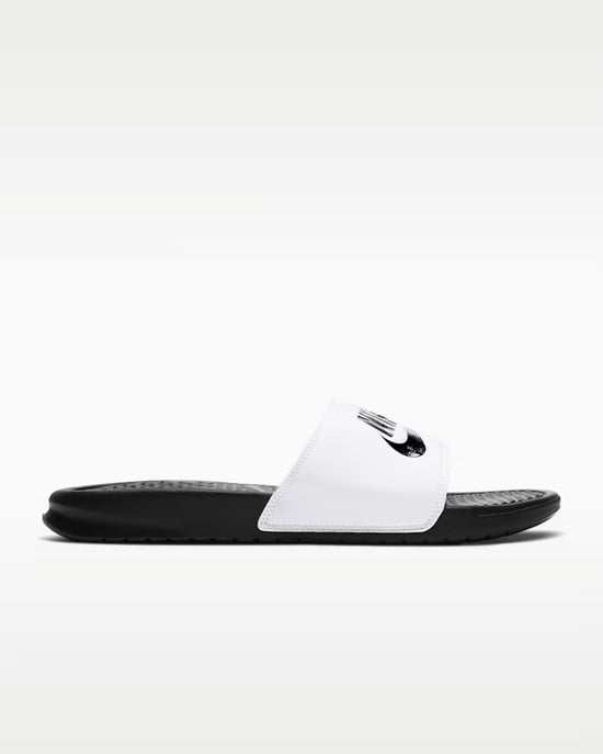 Nike Benassi JDI Sliders Sandals Mens White Black - Image 2