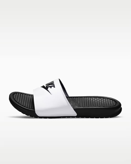 Nike Benassi JDI Sliders Sandals Mens White Black - Image 3
