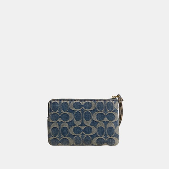 Corner Zip Wristlet In Signature Regenerative Cotton Denim - Image 2