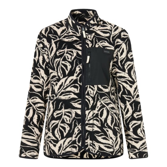 Regatta Womens/Ladies Frankie Leaf Print Full Zip Fleece Jacket (Black/White) - Image 2