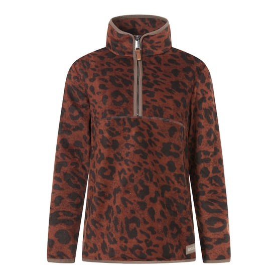 Regatta Womens/Ladies Frankie Leopard Print Borg Half Zip Fleece (Brown/Black) - Image 2