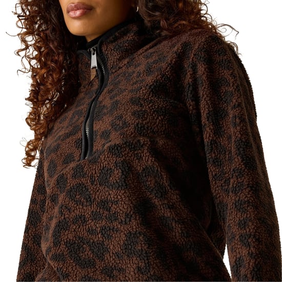 Regatta Womens/Ladies Frankie Leopard Print Borg Half Zip Fleece (Brown/Black) - Image 6