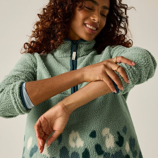 Regatta Womens/Ladies Frankie Leopard Camo Borg Half Zip Fleece Top (Glacier Green) - Image 3