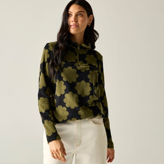 Regatta Womens/Ladies Orla Kiely Sun Daisy Half Zip Fleece (Olive) - Image 6
