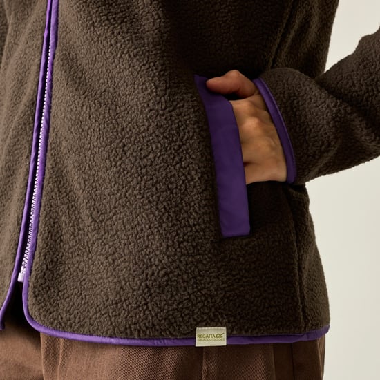 Regatta Womens/Ladies Orla Kiely Sun Daisy Borg Full Zip Fleece Jacket (Chocolate Brown) - Image 3