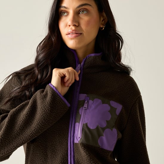 Regatta Womens/Ladies Orla Kiely Sun Daisy Borg Full Zip Fleece Jacket (Chocolate Brown) - Image 4