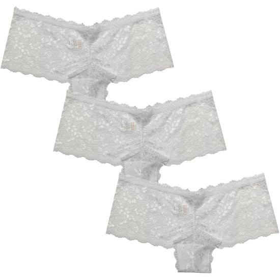 Be You Dames-slipjes met bloemenprint en kanten rand (set van 3) (Wit) - Image 1