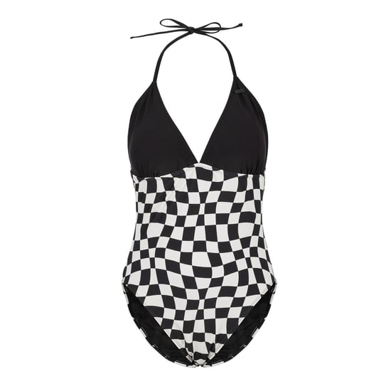 SoulCal Womens/Ladies Checkered Halter Neck One Piece Swimsuit (Black Check) - Image 1