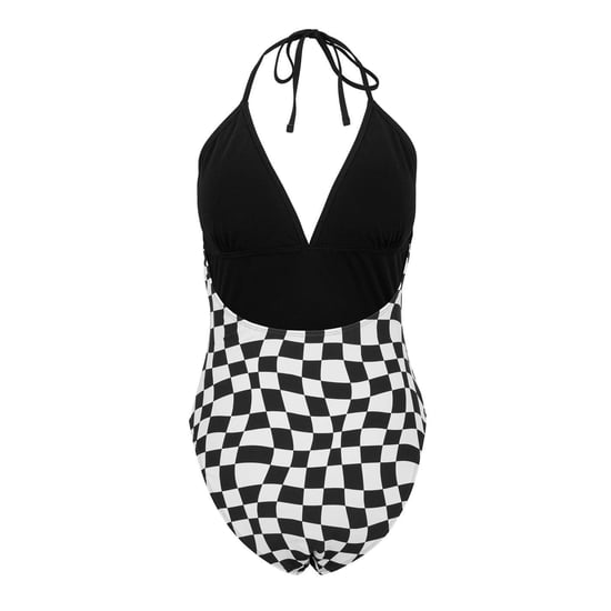 SoulCal Womens/Ladies Checkered Halter Neck One Piece Swimsuit (Black Check) - Image 2