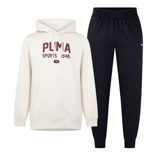 Men's Puma Graphic Hooded Fleece Tracksuit in Alpine Snow - Image 1