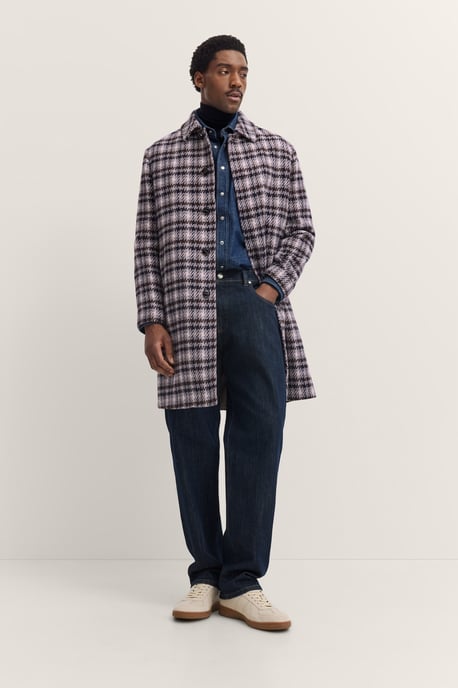 Bugatti Herren Langer Mantel kariert mit Umlegekragen und Modern Fit - Image 4