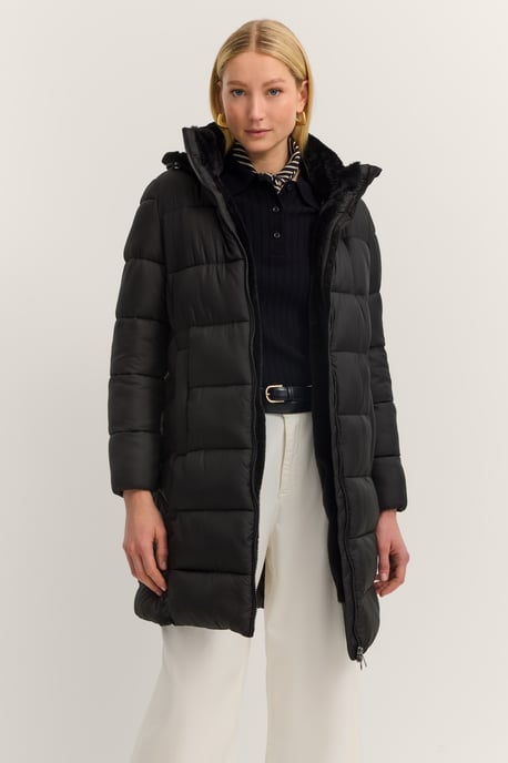 Bugatti Damen Steppmantel mit Kunstfell & abnehmbarer Kapuze - Image 1