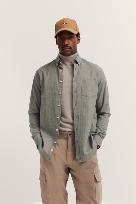 Bugatti Herren Vrijetijdsshirt met lange mouwen in modern fit met button-down kraag - Image 1