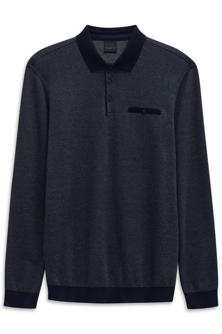 Bugatti Herren Polo shirt met lange mouwen, borstzak en knoopsluiting - Image 1