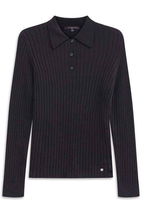 Bugatti Damen Strick Polo langarm aus Rippstrick mit Knopfleiste - Image 3