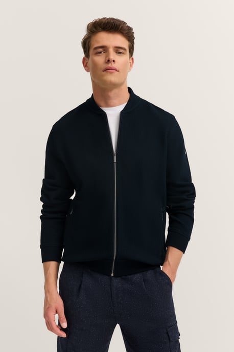 Bugatti Herren Sweatjack met collegekraag en ritssluiting - Image 1