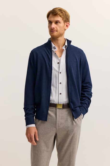 Bugatti Herren Strickjacke aus Baumwolle mit Stehkragen - Image 1