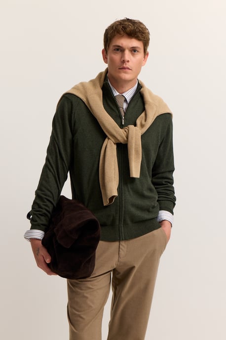 Bugatti Herren Strickjacke aus Baumwolle mit Stehkragen - Image 1