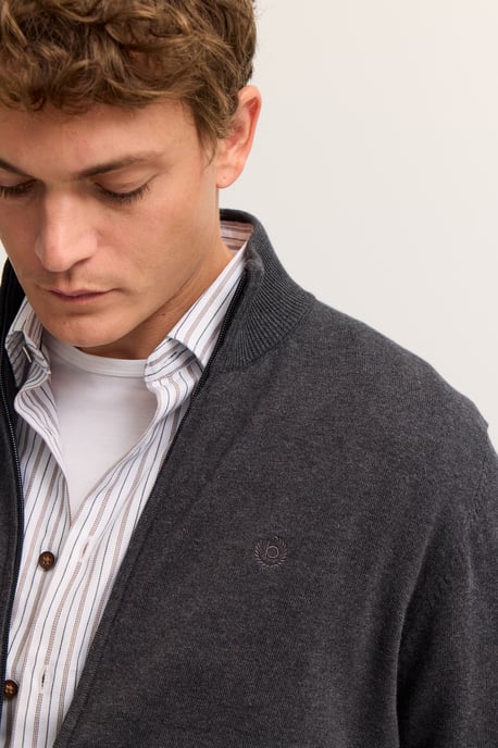 Bugatti Herren Strickjacke aus Baumwolle mit Stehkragen - Image 3