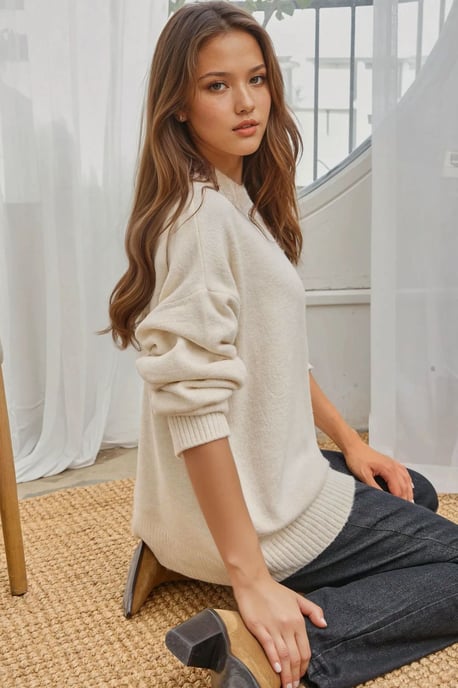 Cozy Crew Neck Knit Sweater - Image 2