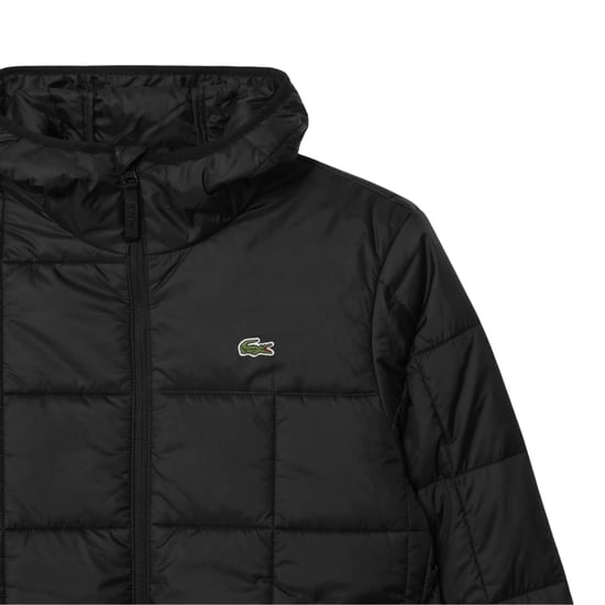 Lacoste Waterproof Logo Hooded Black Puffer Jacket - Image 2