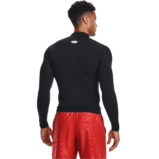 Under Armour HeatGear-basislaagshirt voor heren met hoge kraag, raglanmouwen en lange mouwen (Zwart) - Image 3