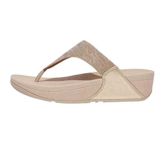 FitFlop Womens/Ladies Lulu Glitz Toe Post Wedge Sandals (Rose Gold) - Image 2