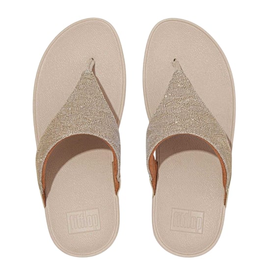 FitFlop Womens/Ladies Lulu Glitz Toe Post Wedge Sandals (Rose Gold) - Image 3