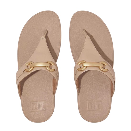 FitFlop Dames-sandalen met platte zool en dikke leren bandjes (Beige) - Image 2