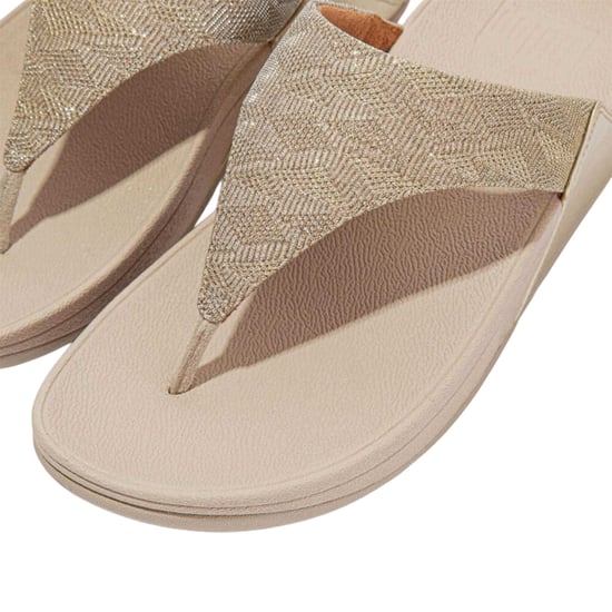 FitFlop Womens/Ladies Lulu Glitz Toe Post Wedge Sandals (Rose Gold) - Image 5