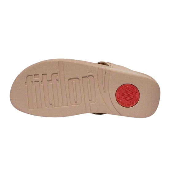 FitFlop Dames-sandalen met platte zool en dikke leren bandjes (Beige) - Image 3