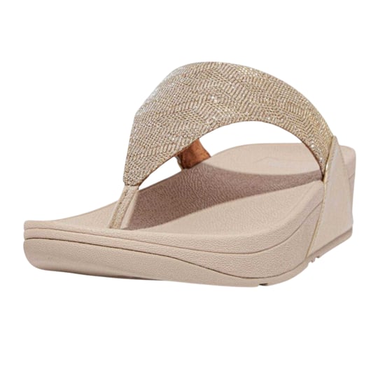 FitFlop Womens/Ladies Lulu Glitz Toe Post Wedge Sandals (Rose Gold) - Image 6