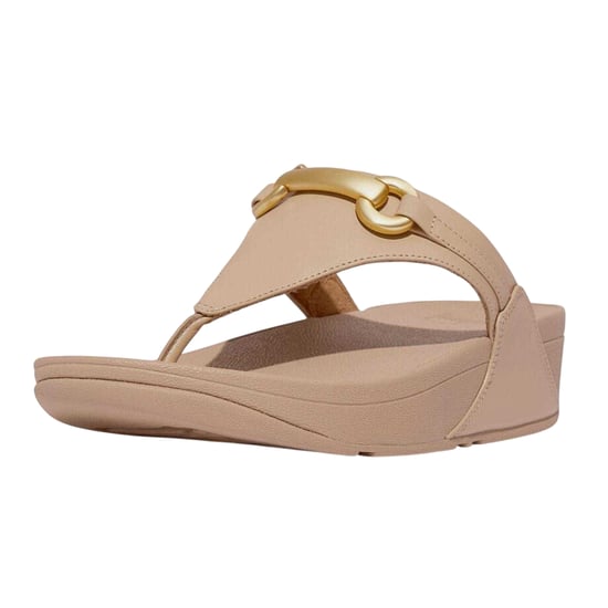 FitFlop Dames-sandalen met platte zool en dikke leren bandjes (Beige) - Image 4