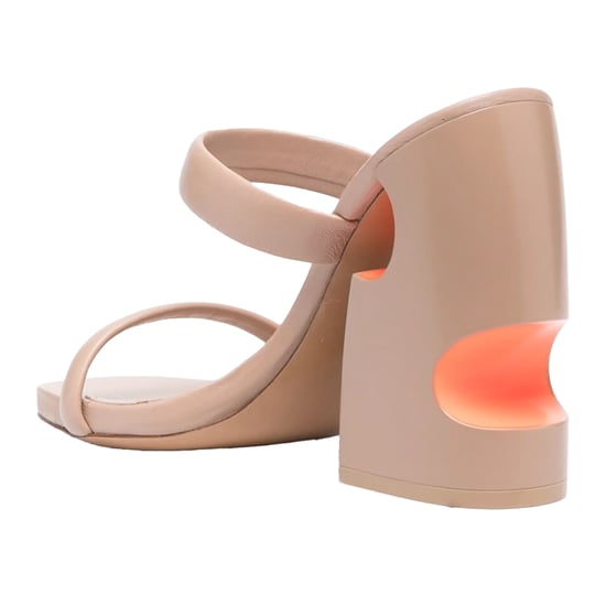 Off White Leren muiltjes met hoge blokhak voor dames (Beige/Oranje) - Image 2