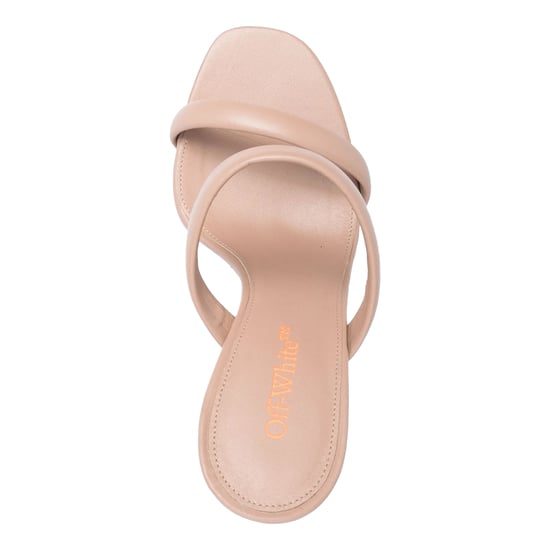 Off White Leren muiltjes met hoge blokhak voor dames (Beige/Oranje) - Image 3