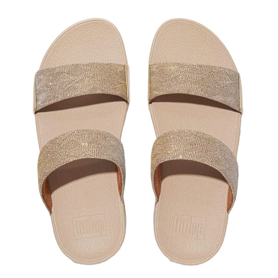 FitFlop Womens/Ladies Glitz Double Strap Slides (Rose Gold) - Image 3