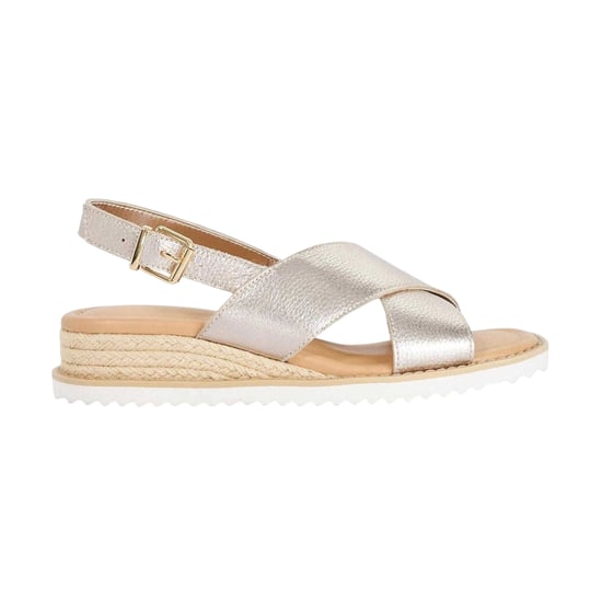 Dune London Womens/Ladies Lemesos Leather Flat Sandals (Gold) - Image 1