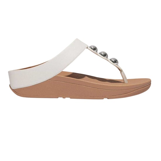 Fit Flop Womens/Ladies Mirror Dome Leather Toe Post Wedge Sandals (White) - Image 1