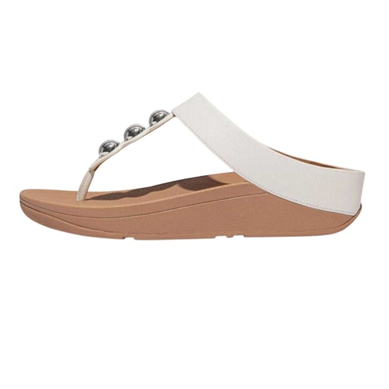 Fit Flop Womens/Ladies Mirror Dome Leather Toe Post Wedge Sandals (White) - Image 2