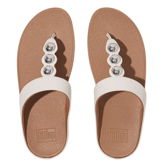 Fit Flop Womens/Ladies Mirror Dome Leather Toe Post Wedge Sandals (White) - Image 3
