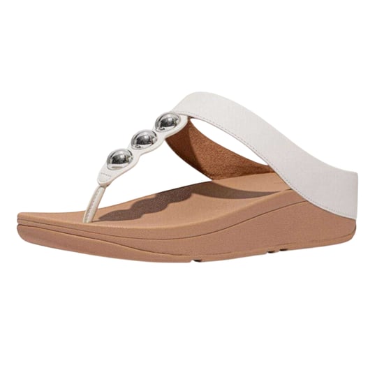 Fit Flop Womens/Ladies Mirror Dome Leather Toe Post Wedge Sandals (White) - Image 5