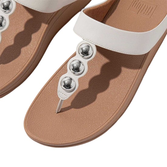 Fit Flop Womens/Ladies Mirror Dome Leather Toe Post Wedge Sandals (White) - Image 6