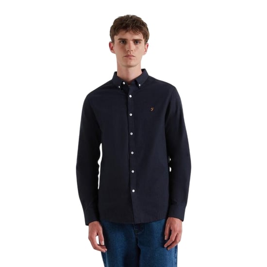 Farah Milners Oxford-overhemd met lange mouwen en knoopsluiting voor heren (Marine Marl Marl) - Image 2