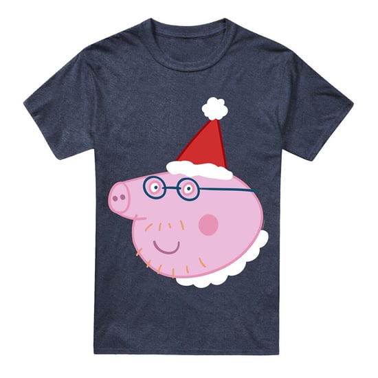 Peppa Pig Unisex Adult Papa Varken Kerstmuts Heather T-Shirt (Marine) - Image 2