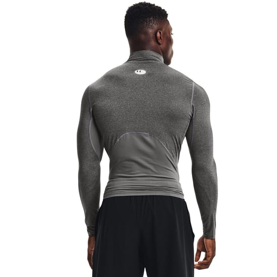 Under Armour HeatGear-basislaagshirt voor heren met hoge kraag, raglanmouwen en lange mouwen (Koolstof) - Image 3