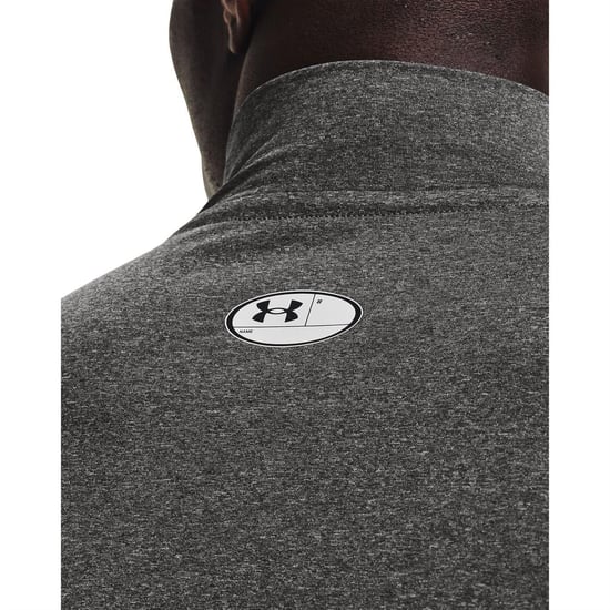 Under Armour HeatGear-basislaagshirt voor heren met hoge kraag, raglanmouwen en lange mouwen (Koolstof) - Image 5