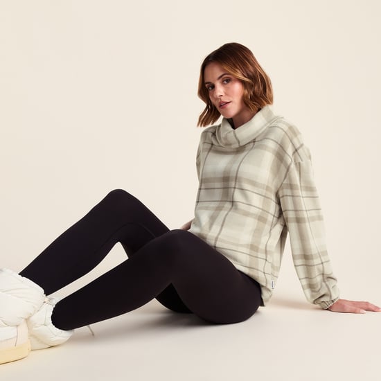 March Womens Relaxed Fit Microfleece Pullover - Simply Taupe Check - Image 4